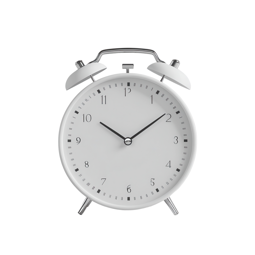 White alarm clock with simple design. png