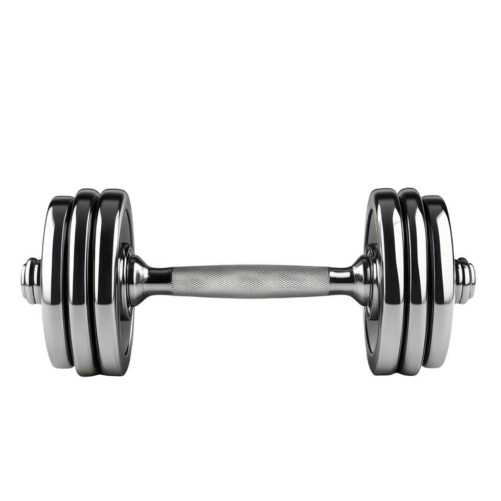 Chrome dumbbells, isolated on a black background. png