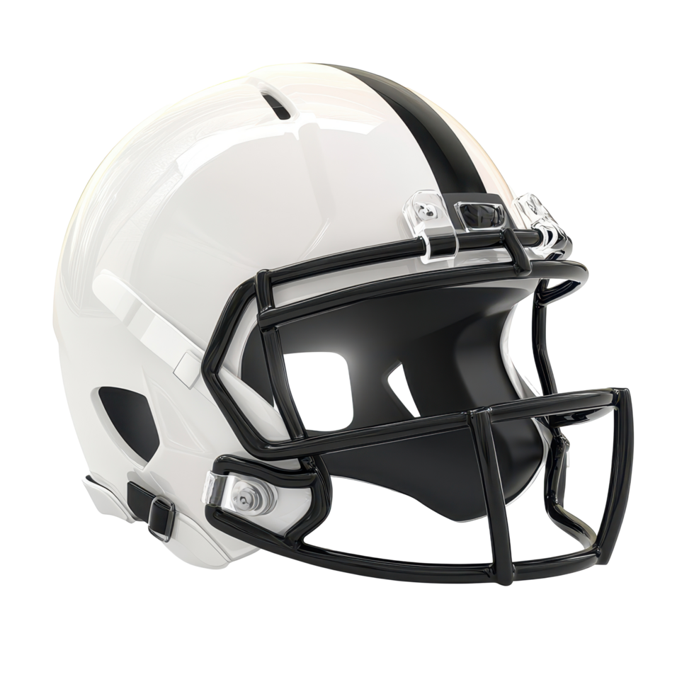 Closeup view of a protective football helmet. png