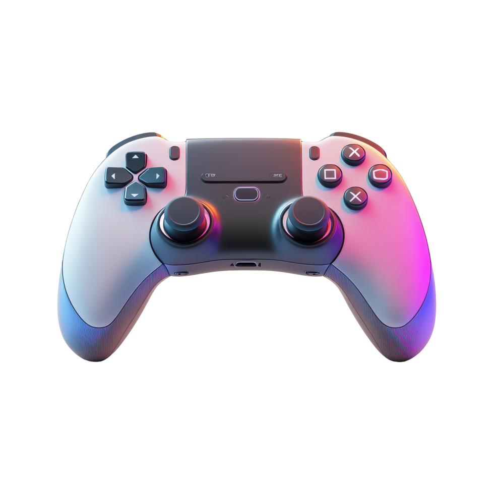 Modern gaming controller rendered in vibrant hues. png