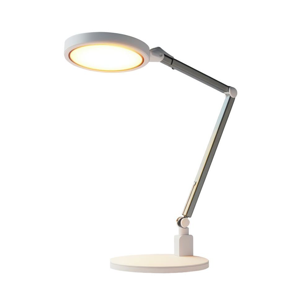 Modern adjustable desk lamp against a dark background. png