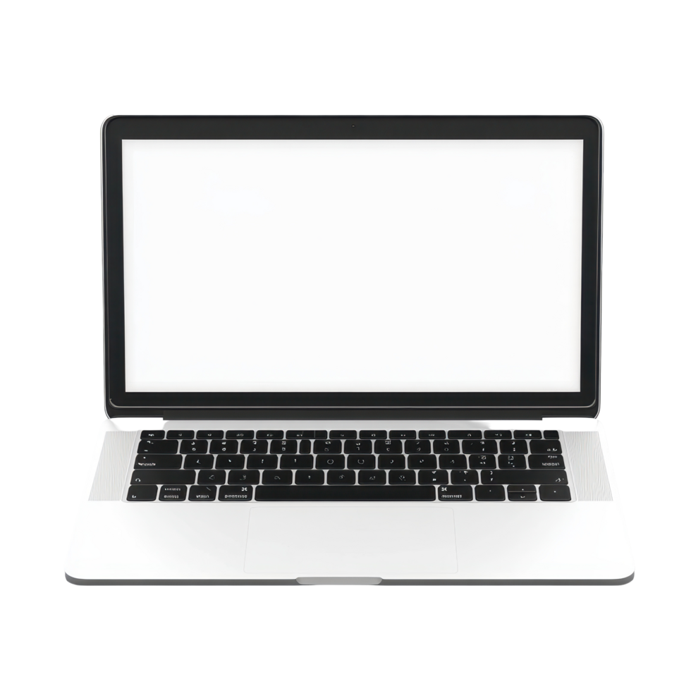 laptop with blank screen on a transparent png