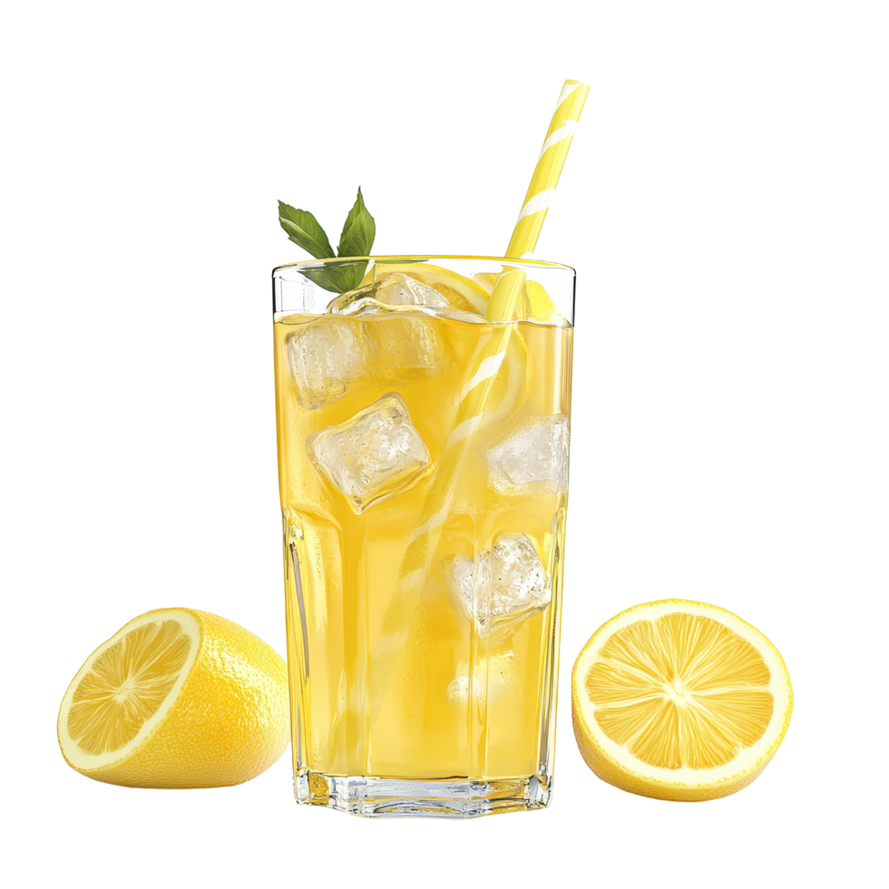 Refreshing lemonade beverage in a tall glass. png