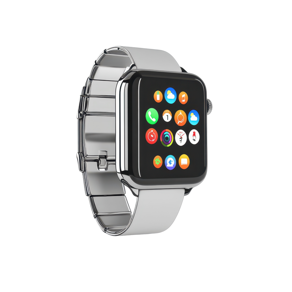Close-up view of a modern wristwatch with a digital display. png