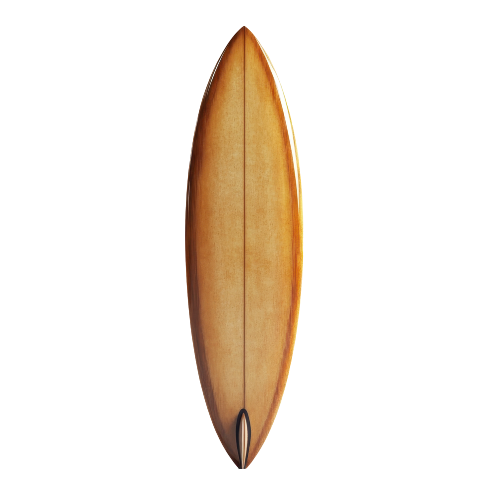 A view of a vintage surfboard from behind. png