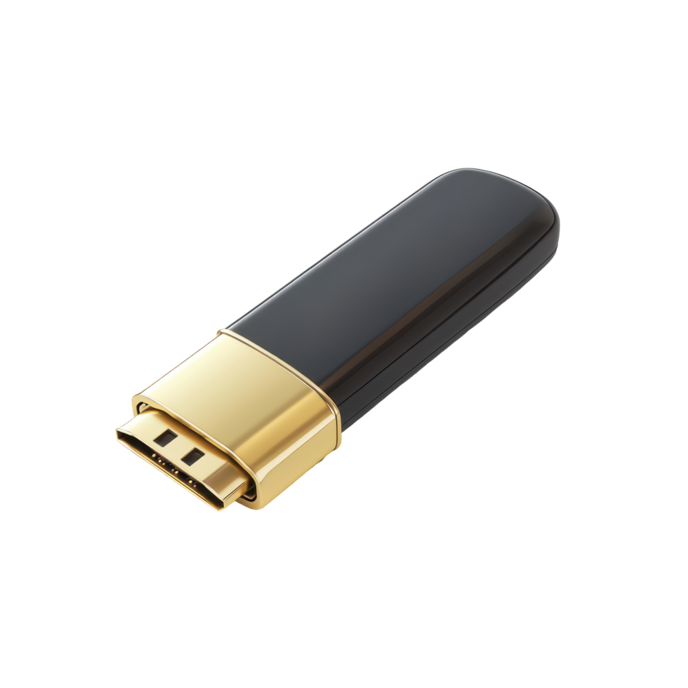 Elegant black and gold portable data storage device. png