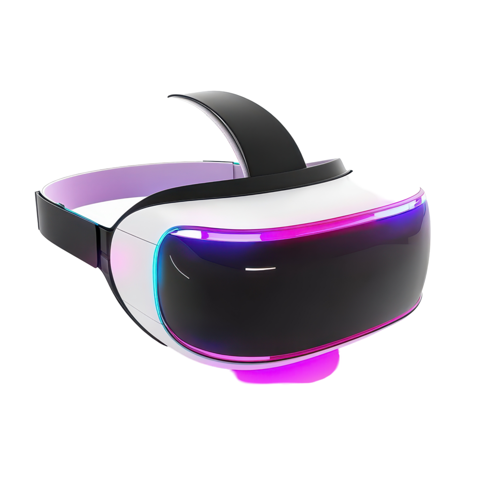 Modern virtual reality headset in vibrant colors. png