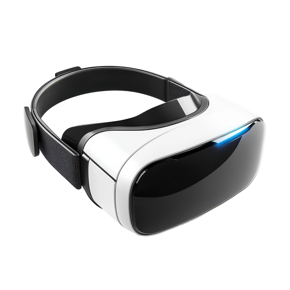Modern virtual reality headset in white and black. png