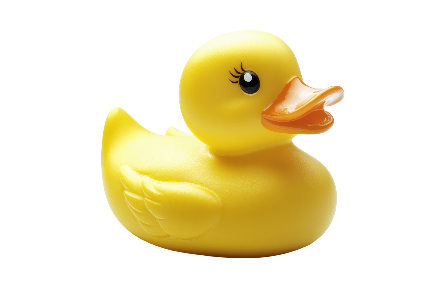 Playful yellow rubber ducky in profile view. png