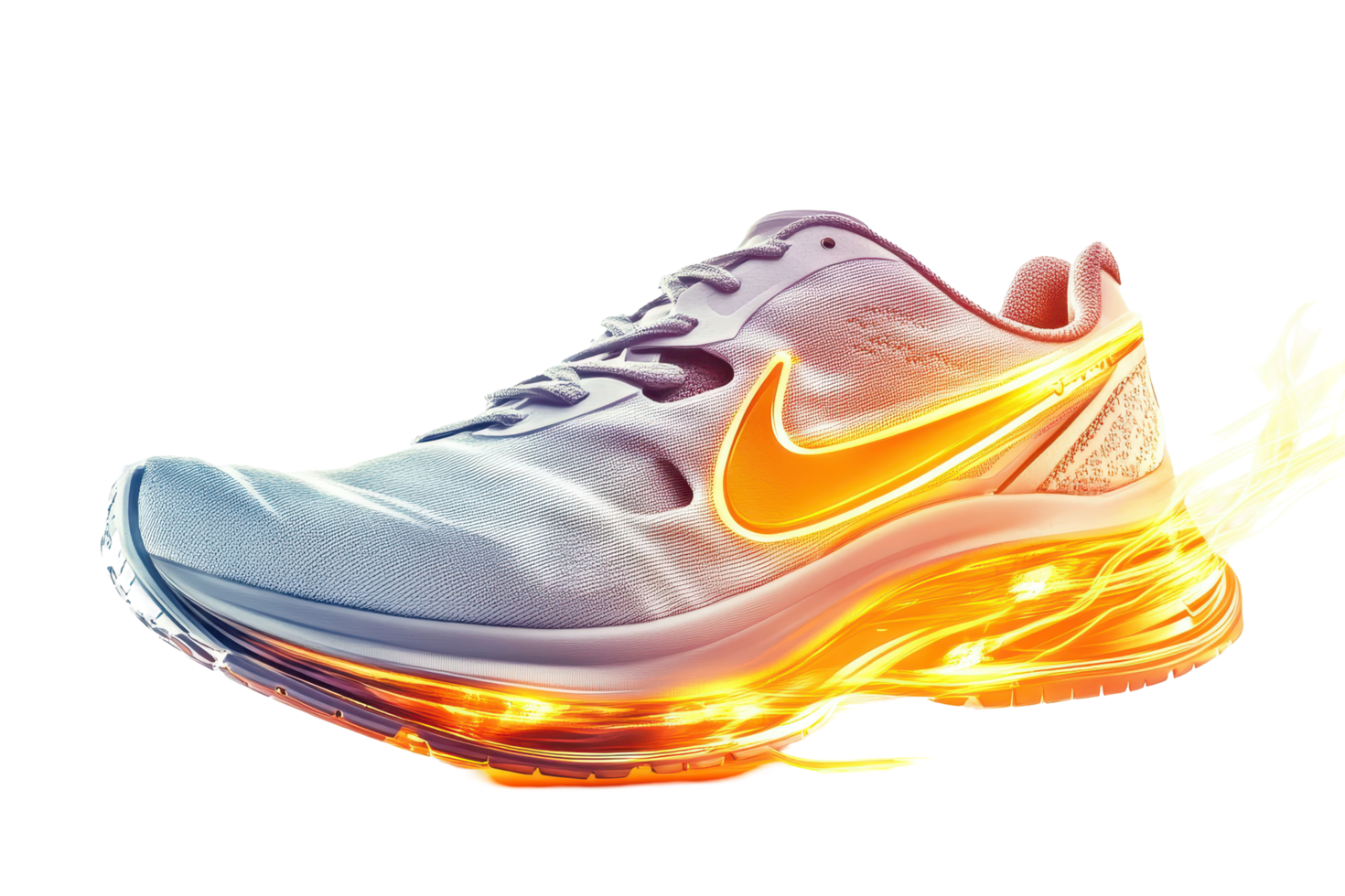 Dynamic athletic footwear design with fiery energy. png