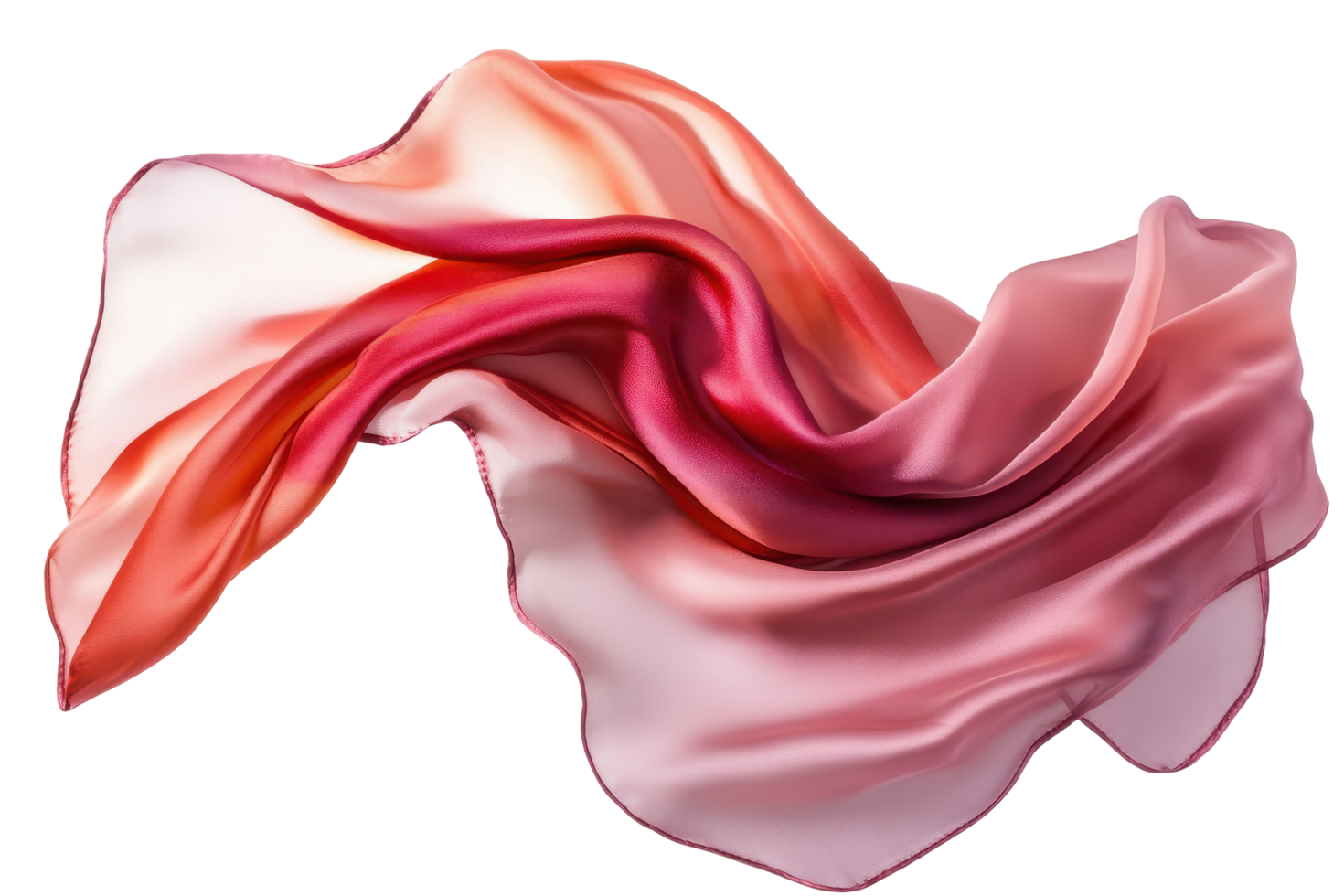Dynamic, flowing fabric illustration with blended hues. png