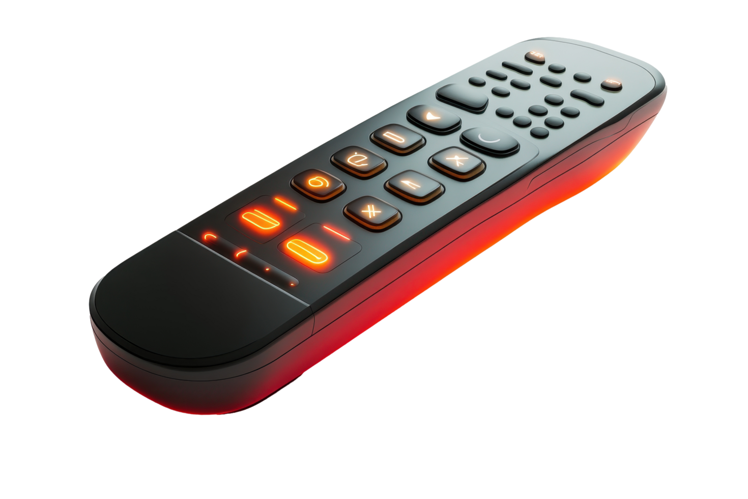 Modern remote control with illuminated buttons. png