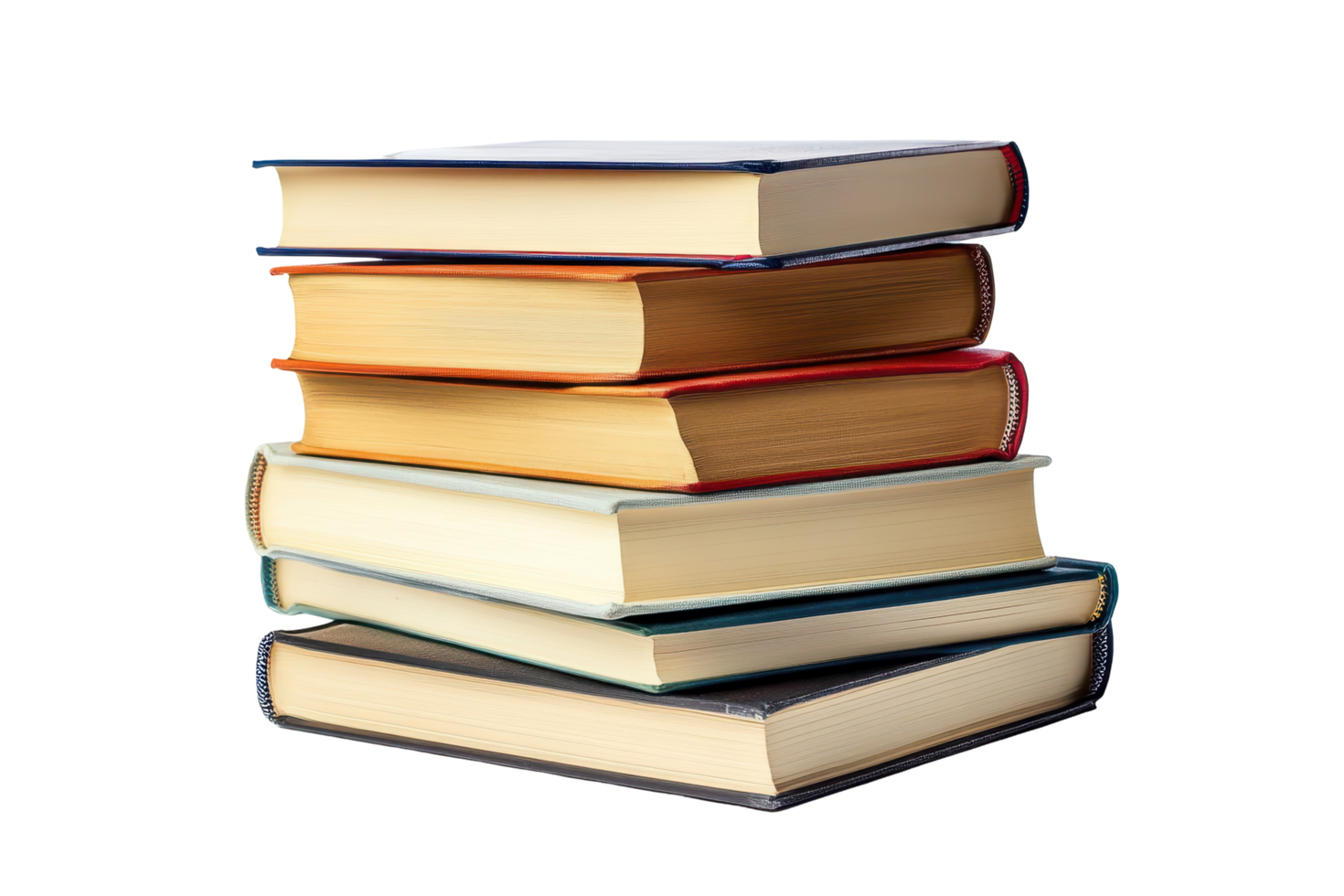 Stacked books of various colors create a study pile. png