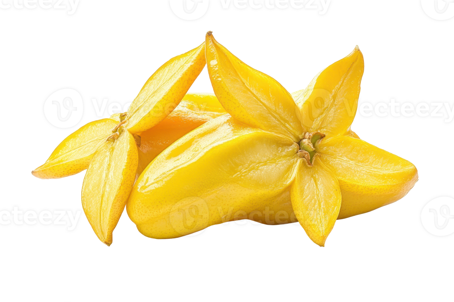 Close-up view of vibrant star fruit segments. png