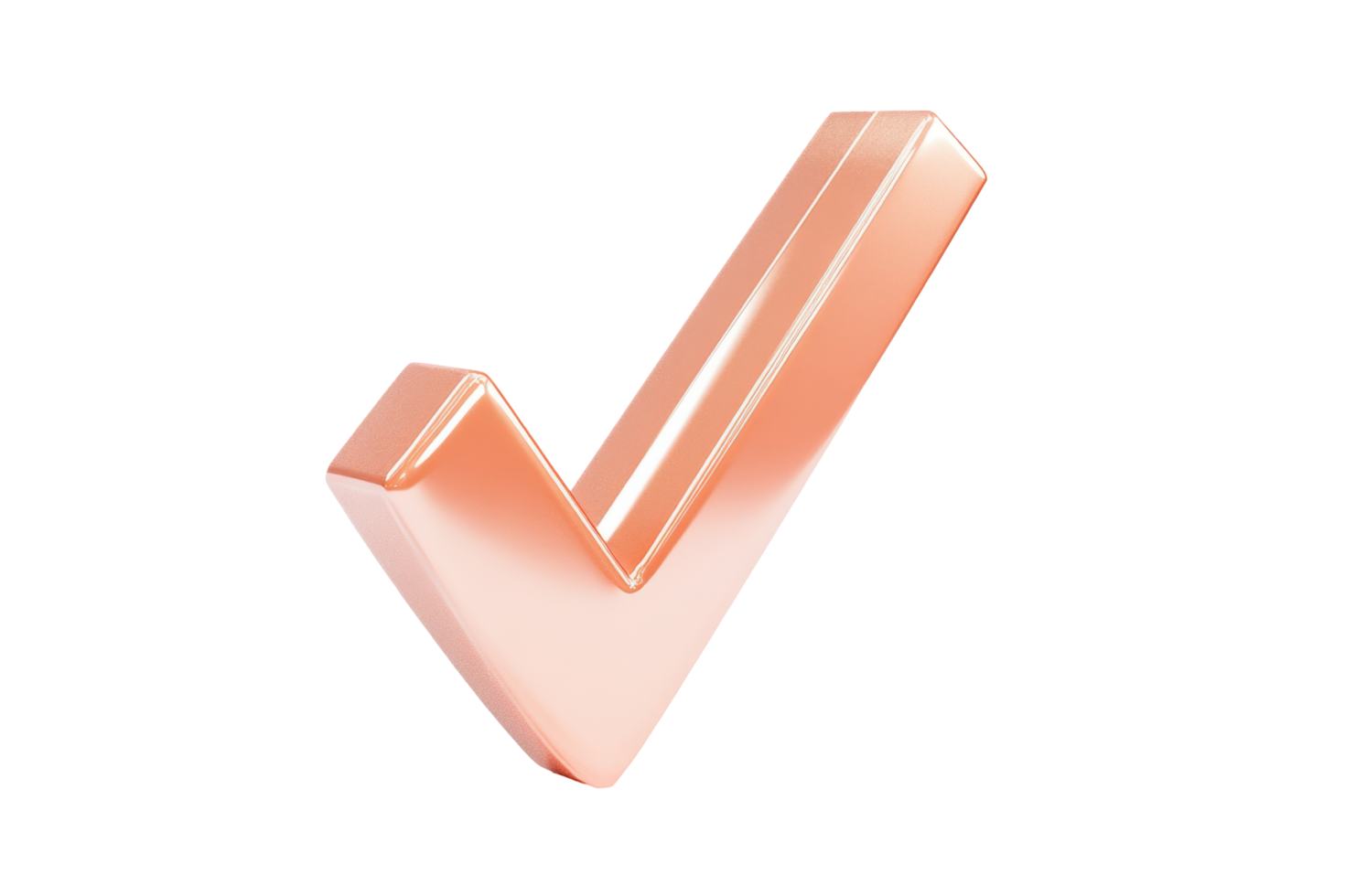 3d rendered graphic symbol of a checkmark. png