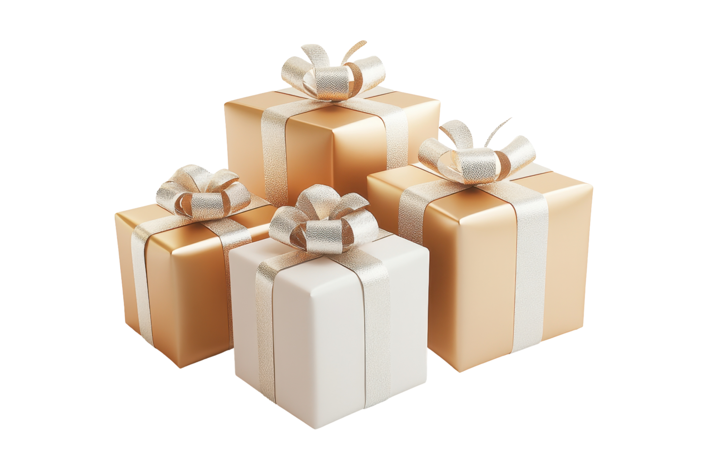 Stacked gift boxes with elegant ribbons. png