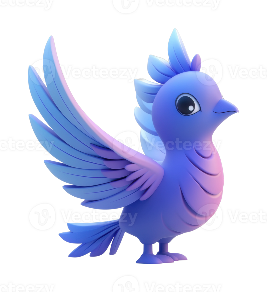 Colorful fantasy bird with vibrant feathers and large eyes png