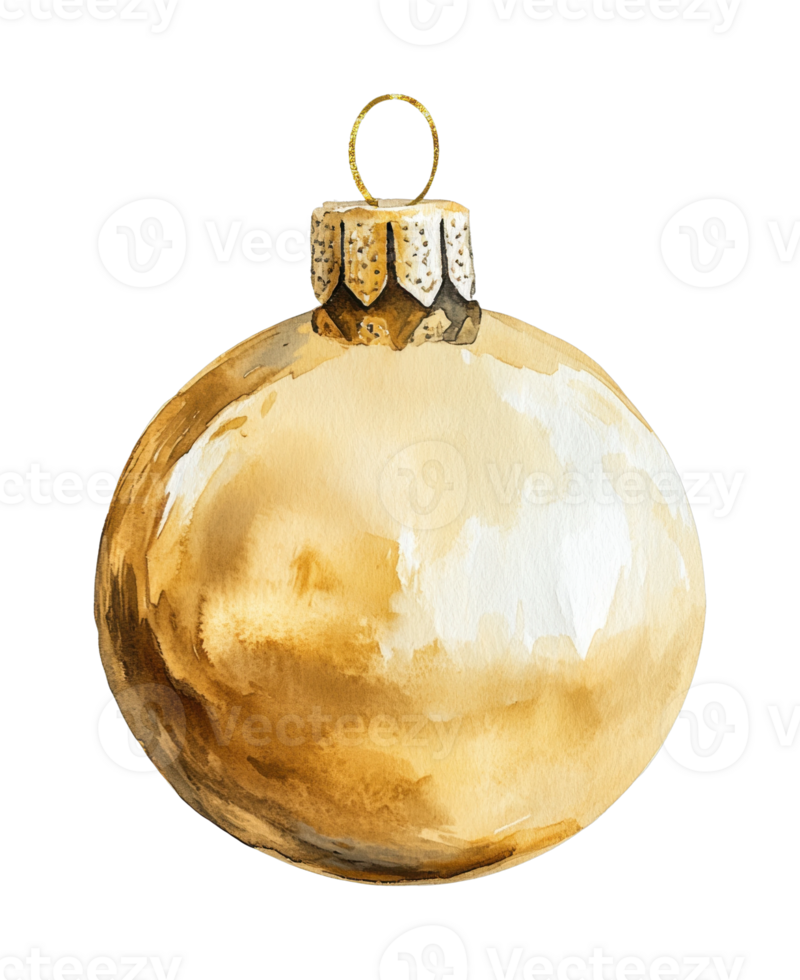 Golden christmas ornament with reflective surface png