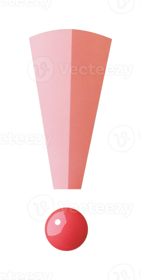 Geometric exclamation mark with pink and red elements png