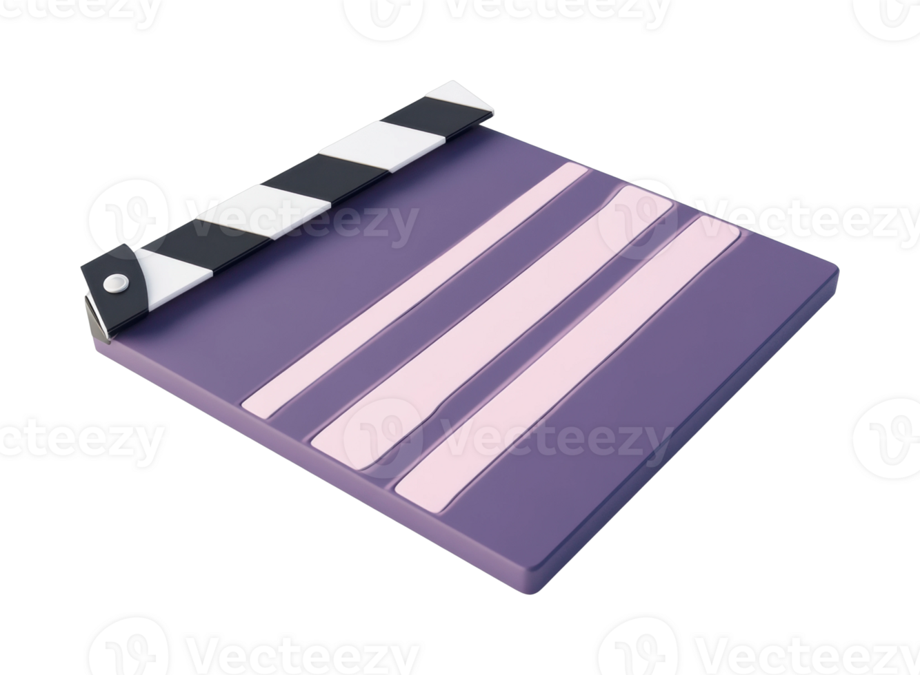 Purple and pink movie clapperboard with black and white top png