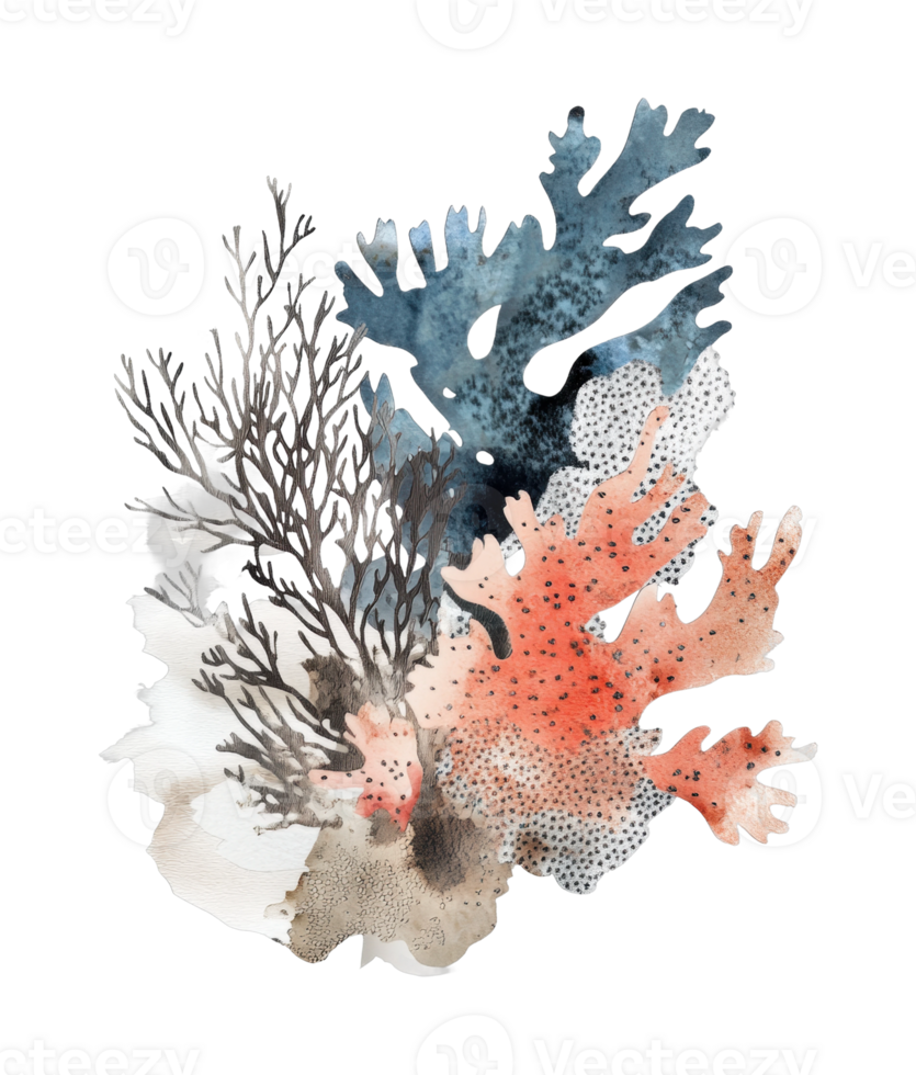 Abstract coral reef art with intricate textures and organic shapes png
