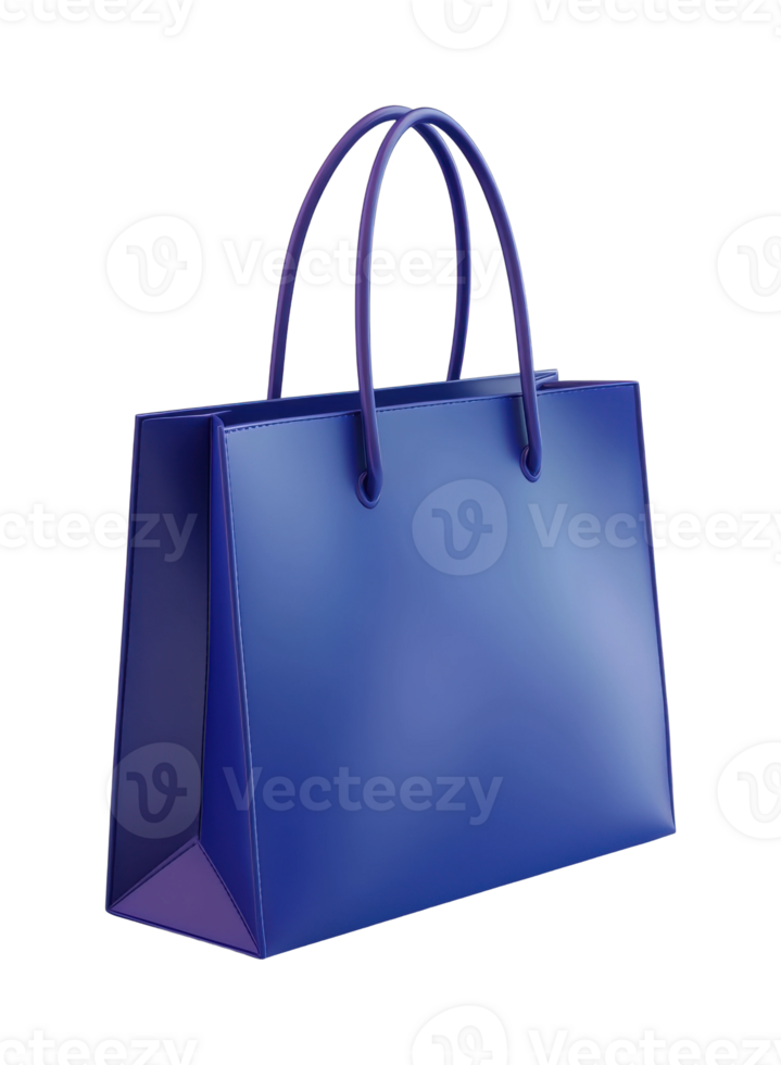 Elegant deep blue handbag with sturdy handles and sleek design png