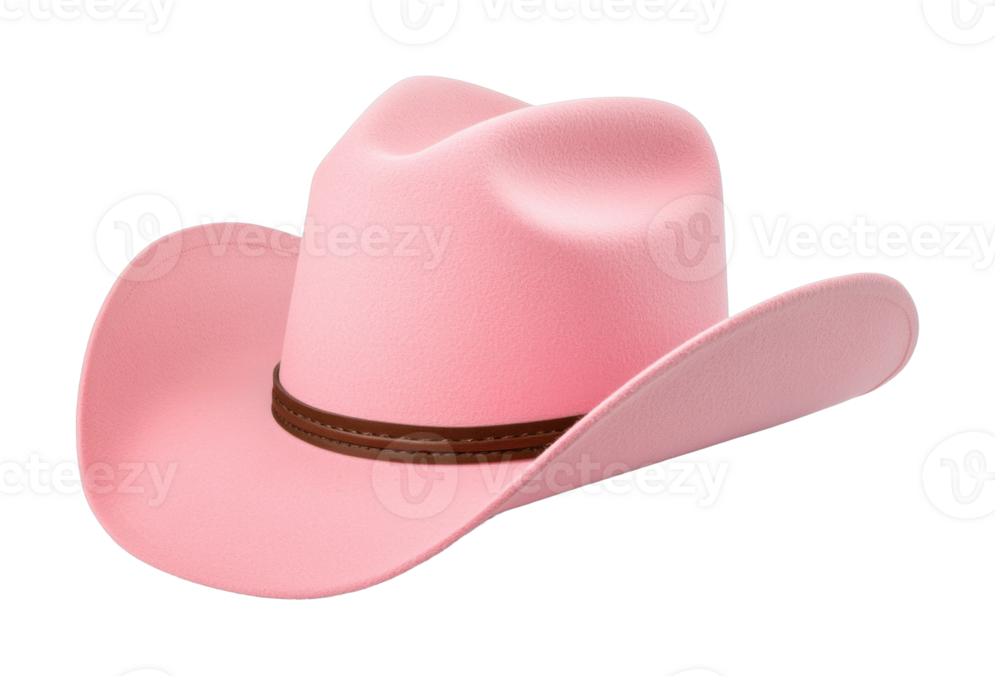 Pink cowboy hat with brown band png
