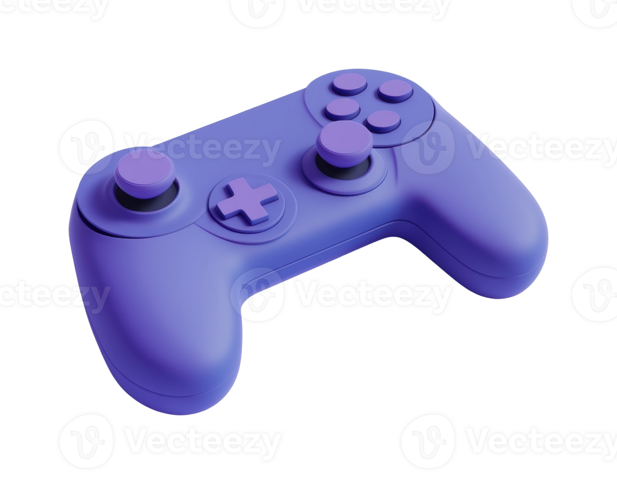 Purple game controller with joystick and buttons png