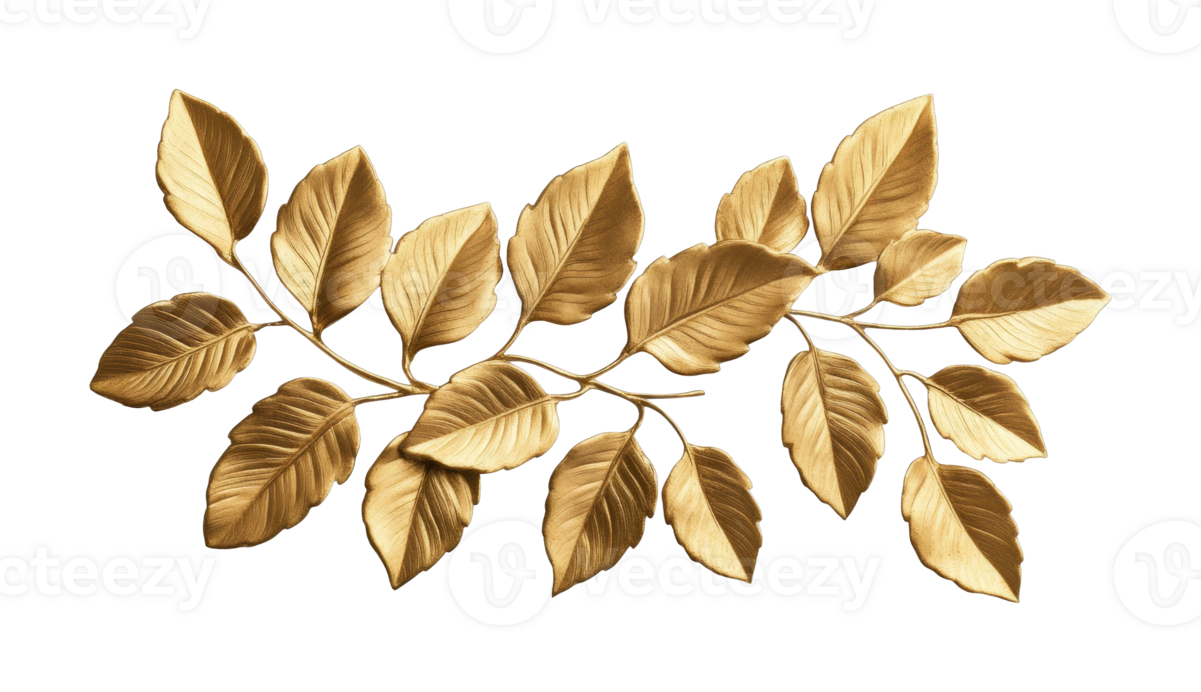 Elegant golden leaves arrangement with detailed texture and intricate design png