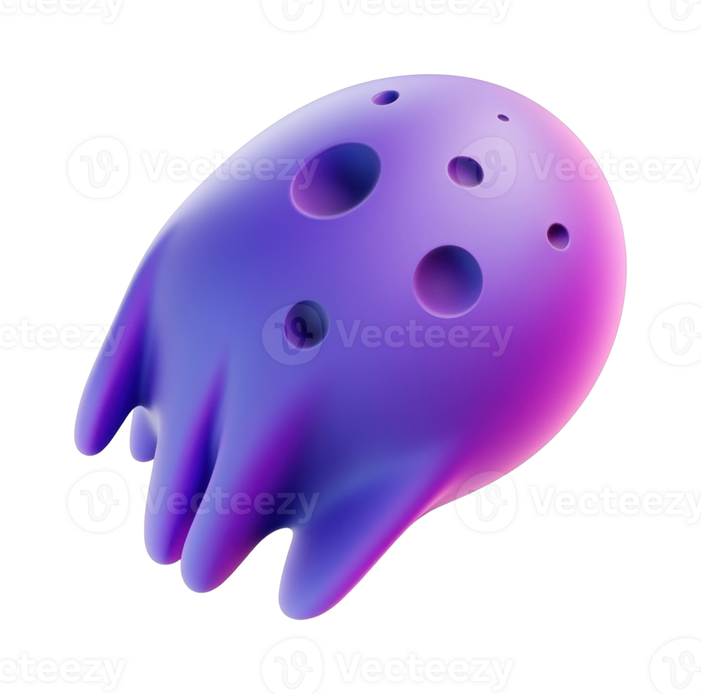 Abstract 3d blob with holes and gradient colors png
