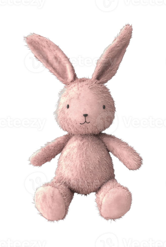 Adorable plush bunny rabbit toy with fluffy ears and soft fur png