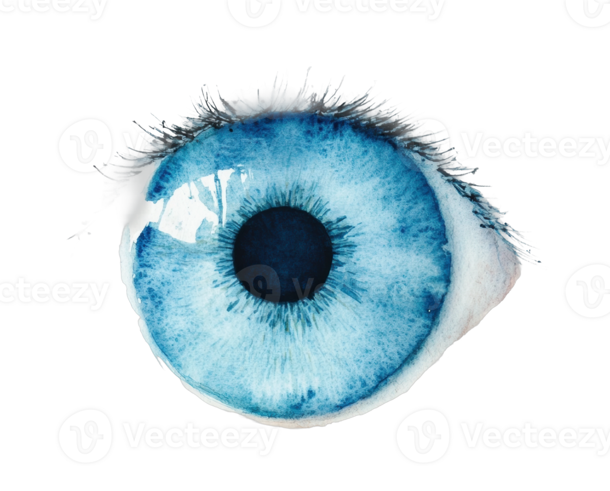 Close-up of a blue eye with detailed iris and reflection png