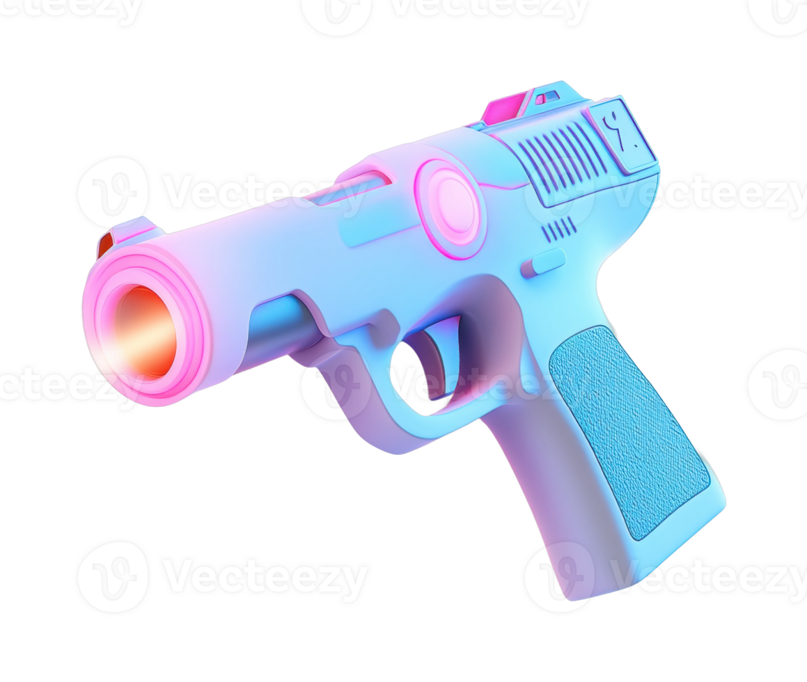 Futuristic neon-colored pistol design with vibrant lighting effects png