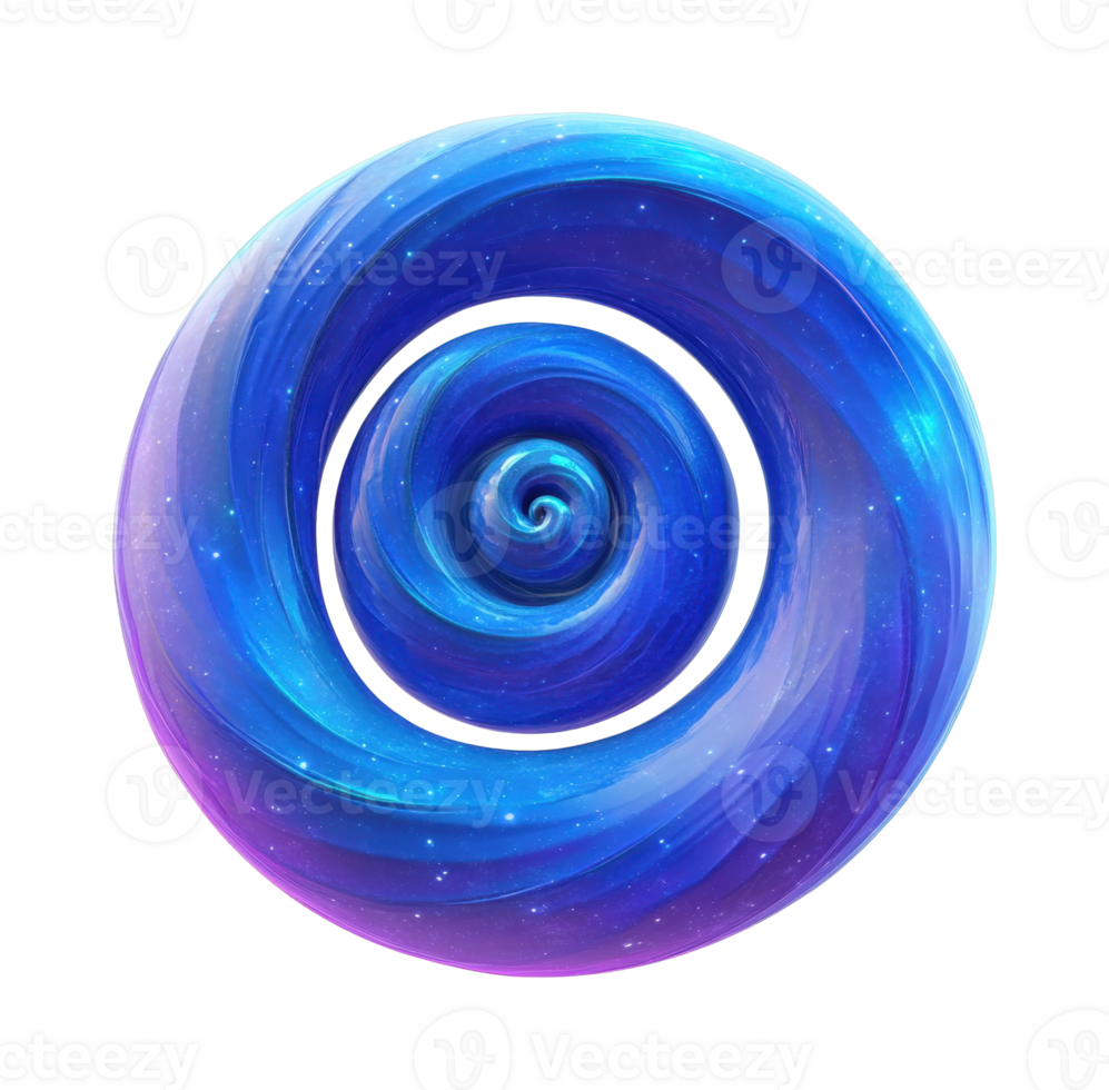 Vibrant swirling blue and purple galaxy spiral with sparkling stars png