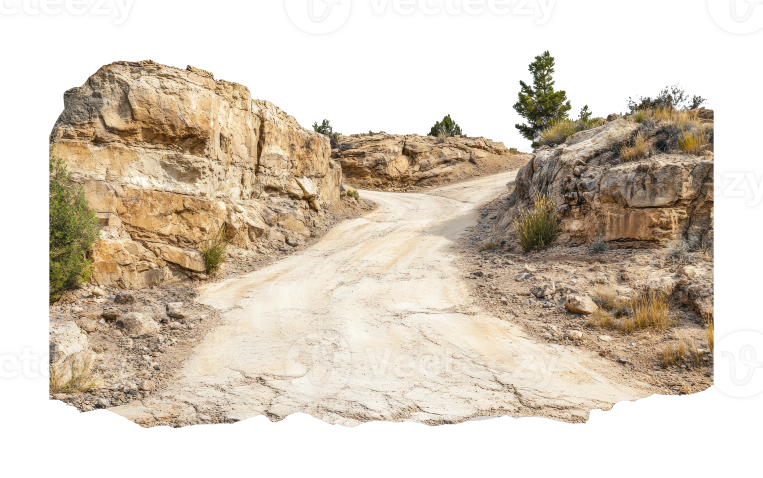 Rugged desert mountain path winding through rocky terrain png
