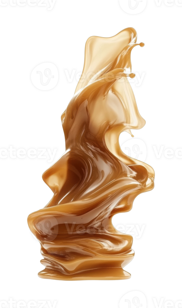 Swirling caramel splash in motion png