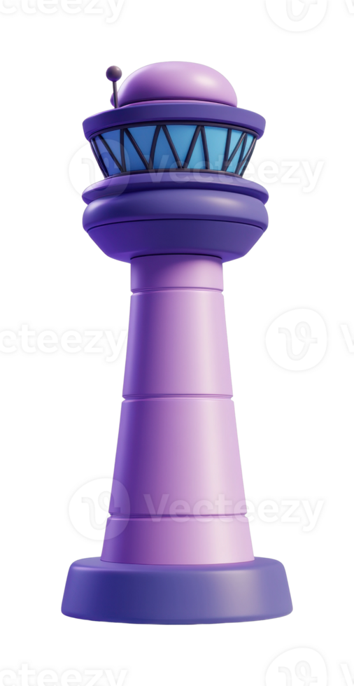 Futuristic purple control tower with antenna design png