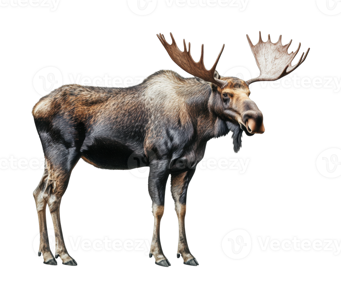 Close-up of majestic moose with large antlers png