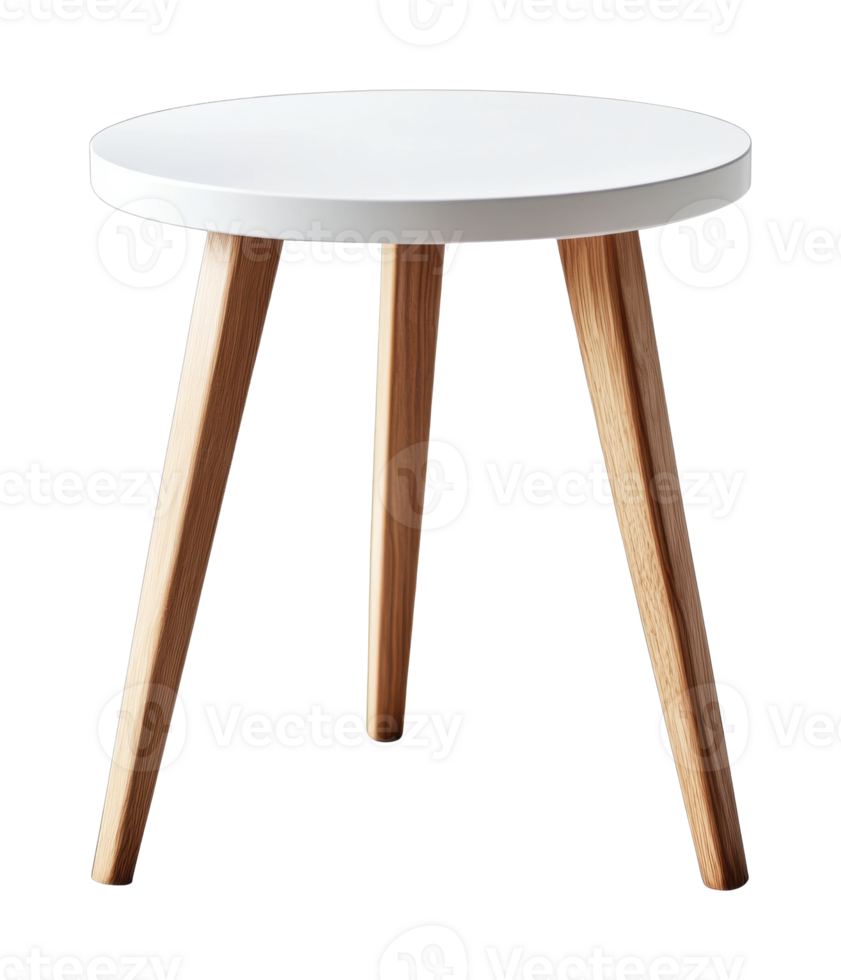 Modern round wooden table with white top design png