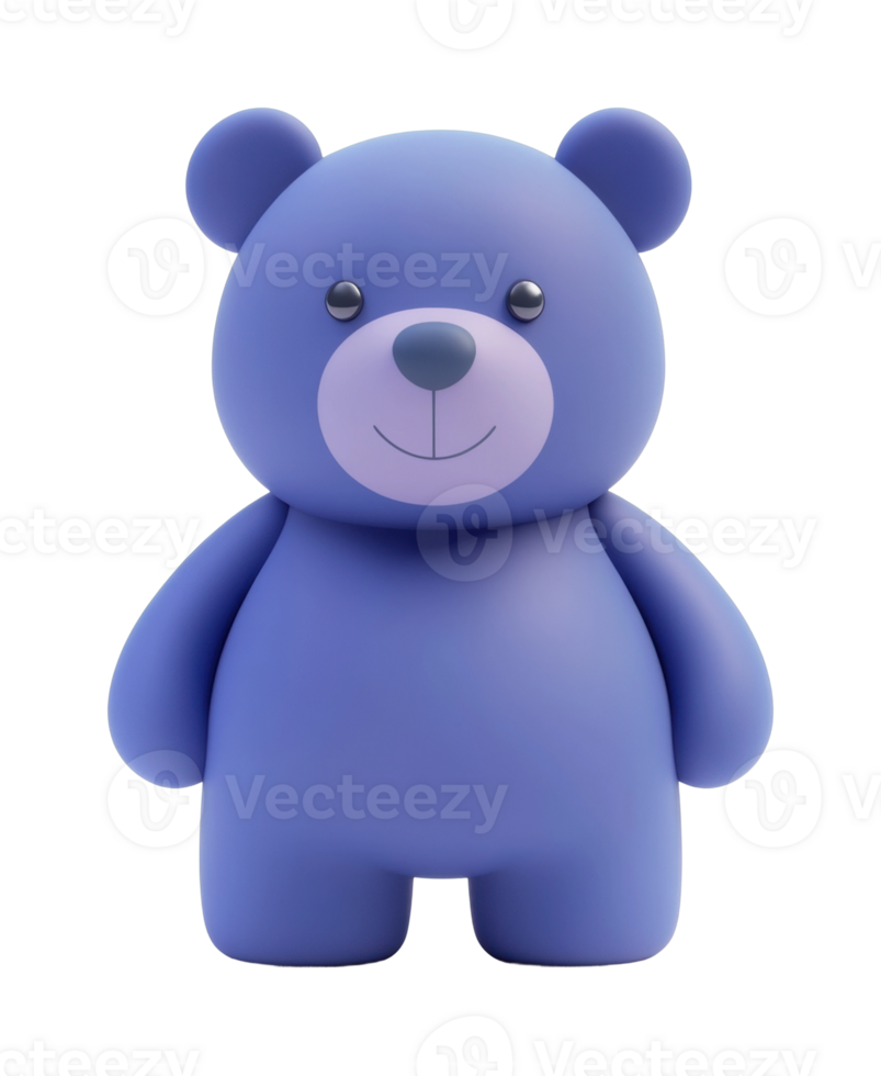 Cute blue teddy bear with a smile in cartoon style png