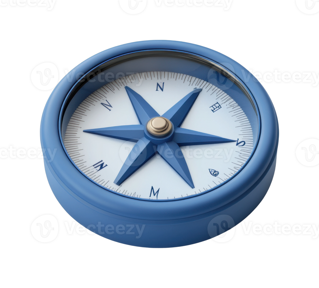 Blue compass with eight-pointed star for navigation and direction png