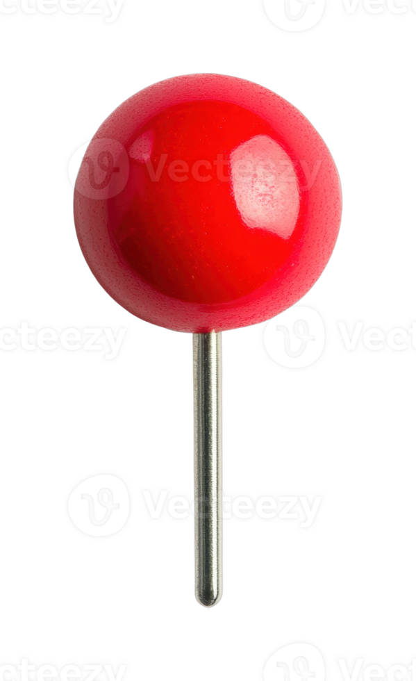 Bright red pushpin isolated on black showing precision and simplicity png