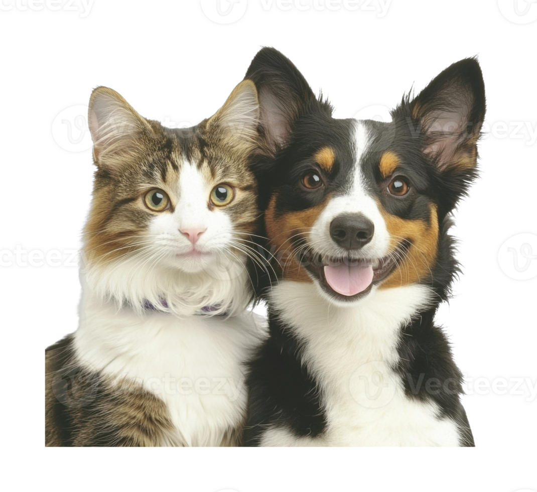 Adorable cat and dog duo showcasing friendship and affection png