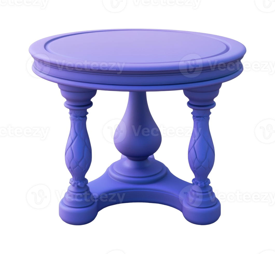 Elegant ornate purple wooden table with intricate leg design png