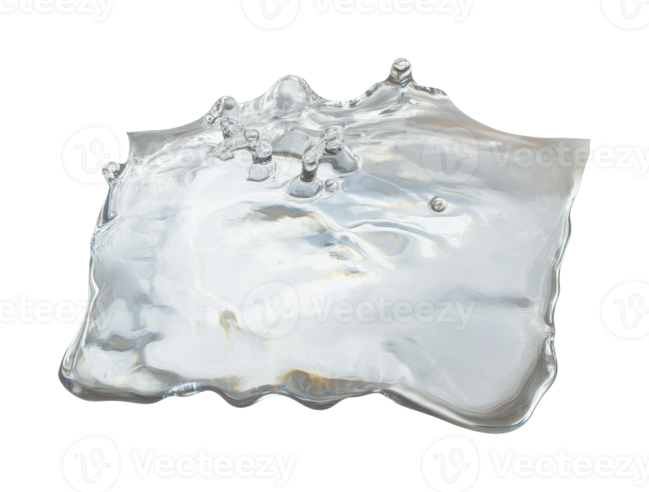 Transparent liquid splash with ripple effects in motion png