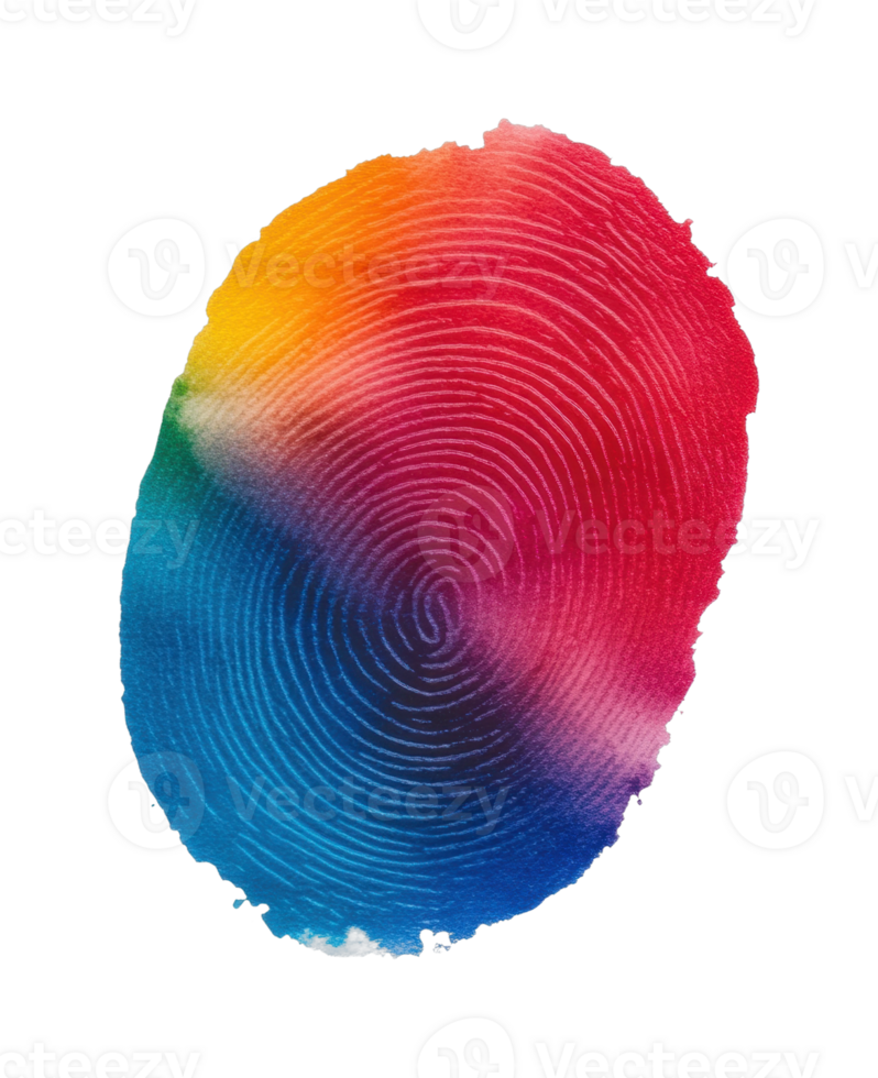 Colorful abstract fingerprint with rainbow spectrum details png
