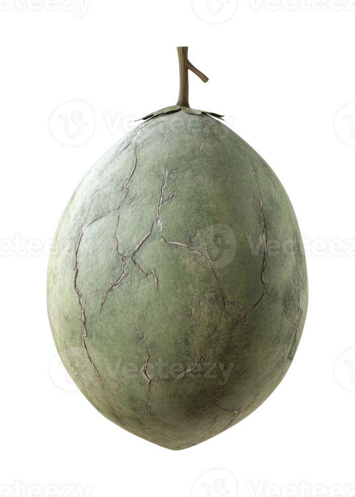 Textured green melon with natural surface cracks up close png