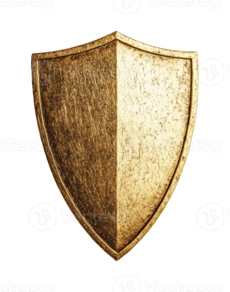Golden shield emblem with textured surface png