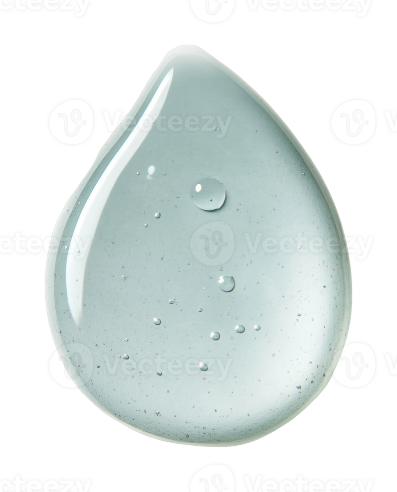 Transparent liquid gel droplet with tiny bubbles on clean surface png