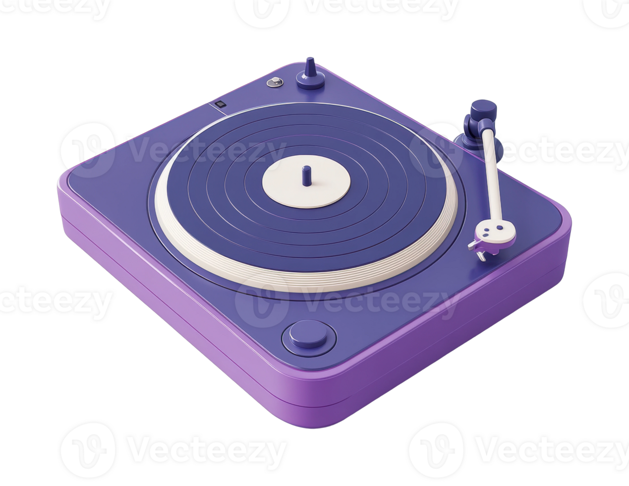 Purple turntable with tonearm and knobs on display png
